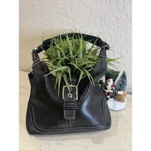 Vintage Y2K COACH 7463 Hampton Soho Hobo Black Leather Shoulder Bag Purse w/ Tag